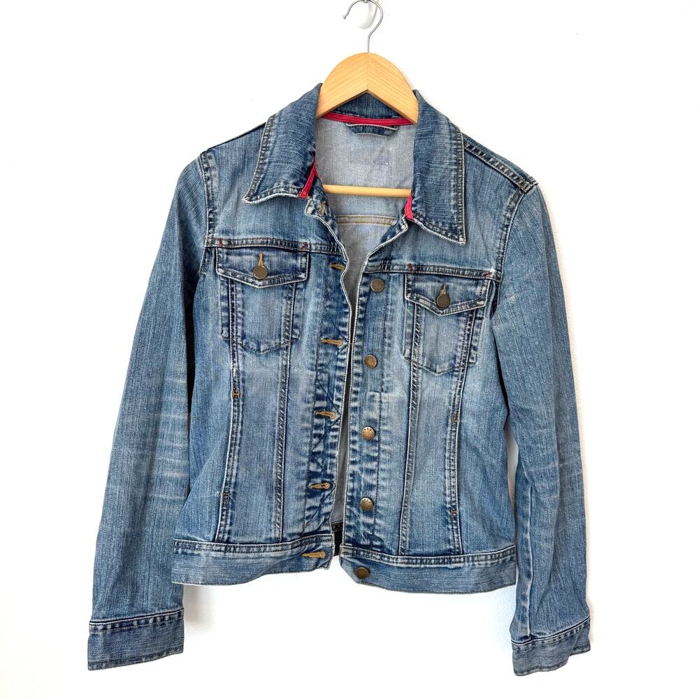 L.O.G.G. Vintage Classic Distressed Denim Trucker Jean Jacket Small